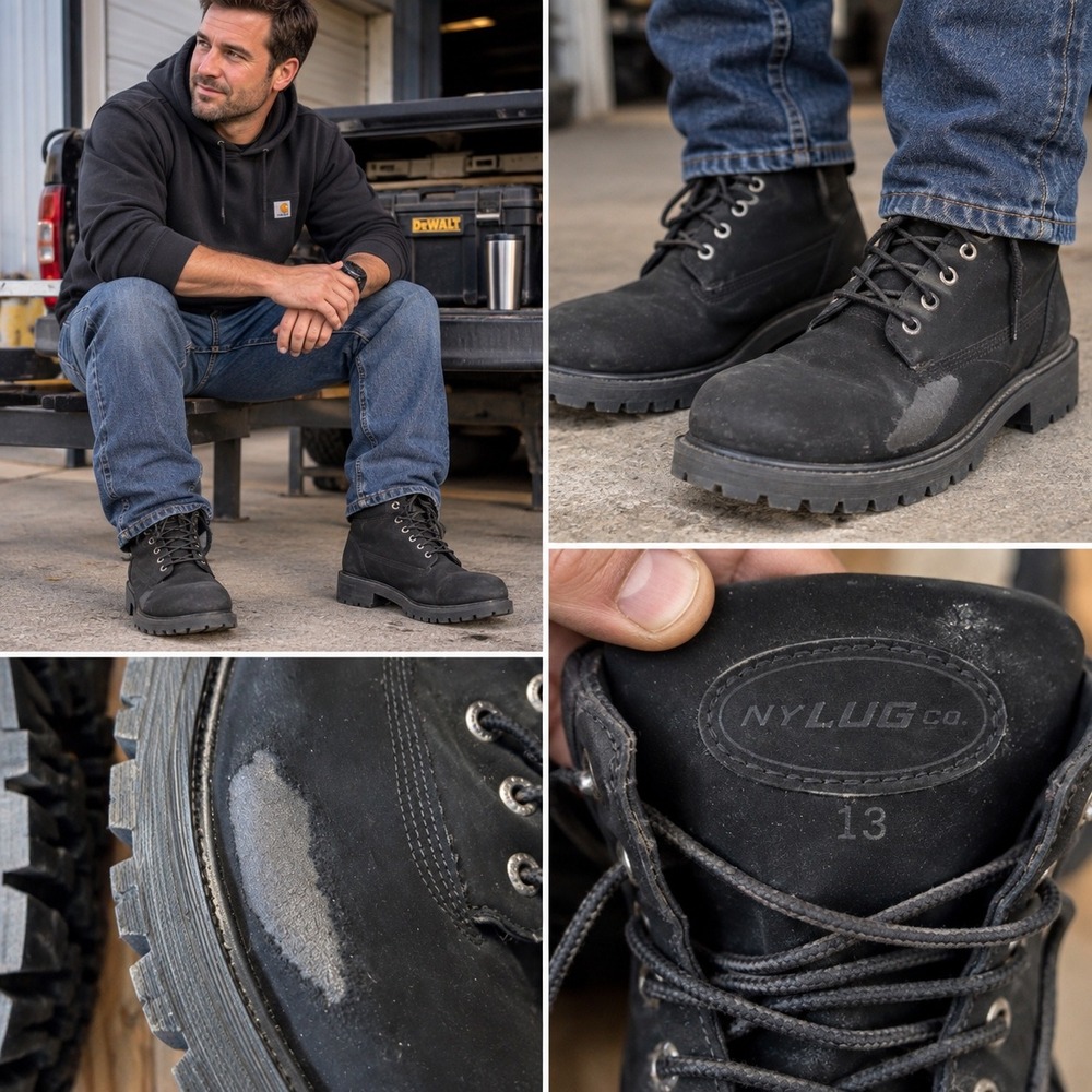Lugz Convoy Mens Black Classic 6-Inch Work Boots MCNVWD-001 Size 13W